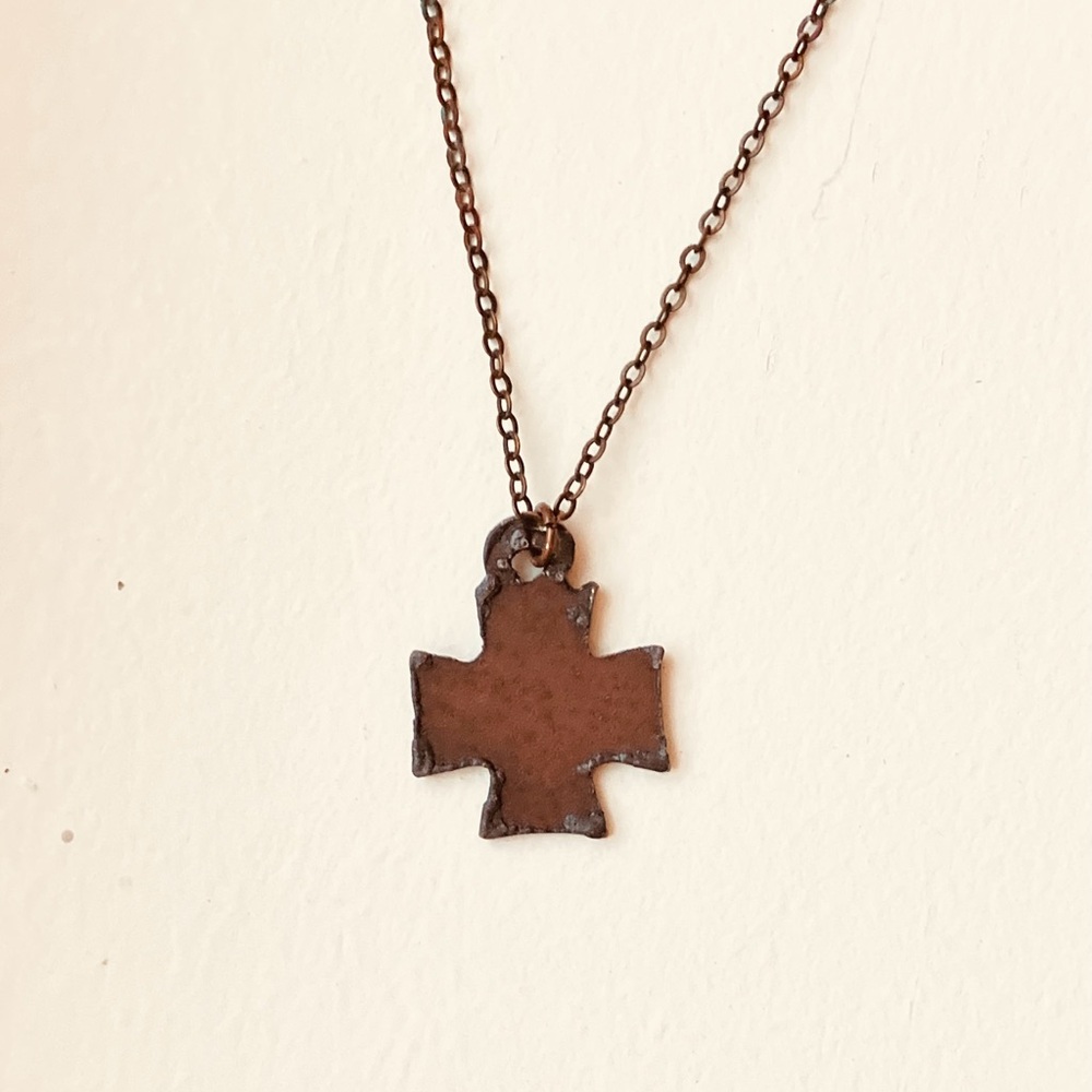 Steampunk Unisex Punk Rustic Cooper Cross Pendant Necklace